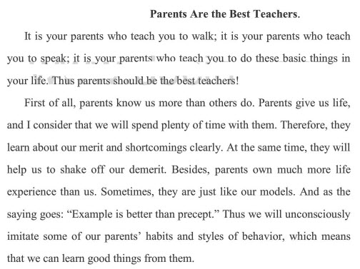 英语四级预测作文:父母是最好的老师