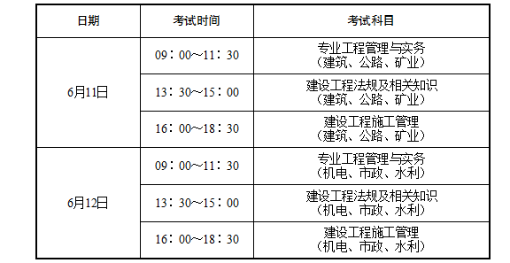 江苏省2022年二建考试时间安排